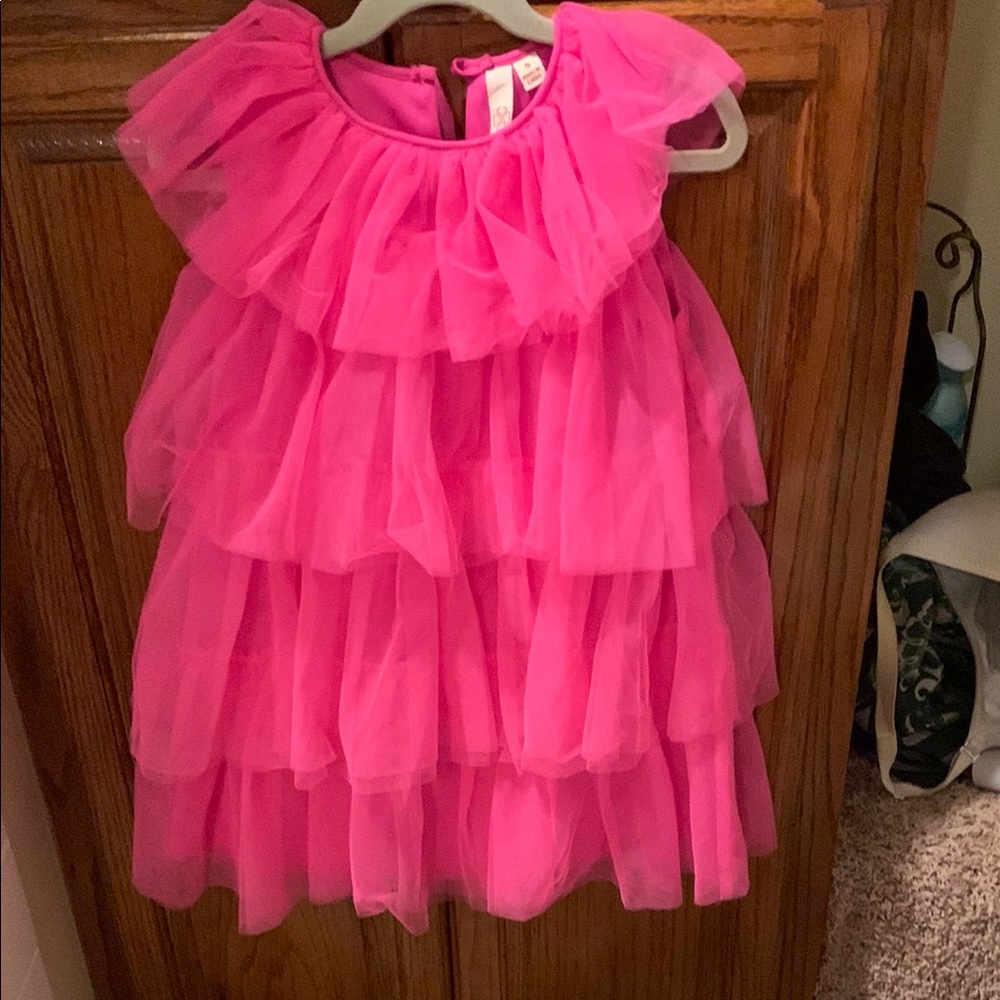 Bright Hot Pink Tulle Layered Party Dress